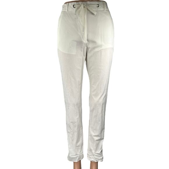 Eleventy Women's White Drawstring Straight Leg Pull-On Ankle Trousers Pants Sz 0 - Picture 1 of 5